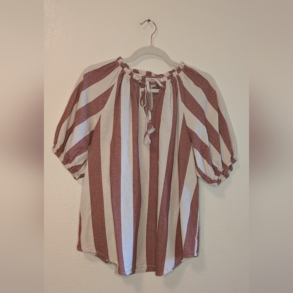 Knox Rose Striped Puff Sleeve Blouse - Picture 3 of 8